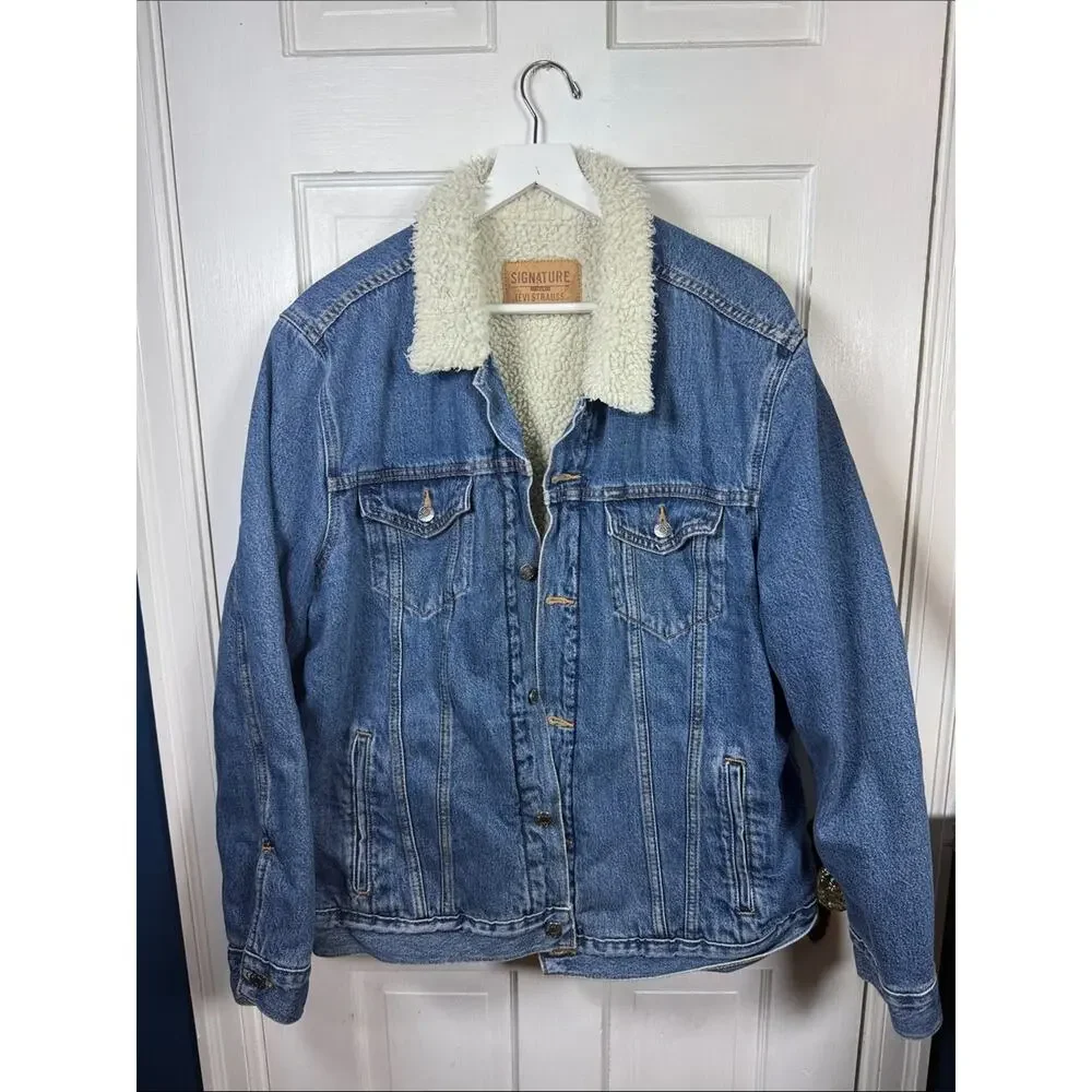 Levi’s Men’s Signature Sherpa Lined Denim Trucker Jean Jacket Sz XL